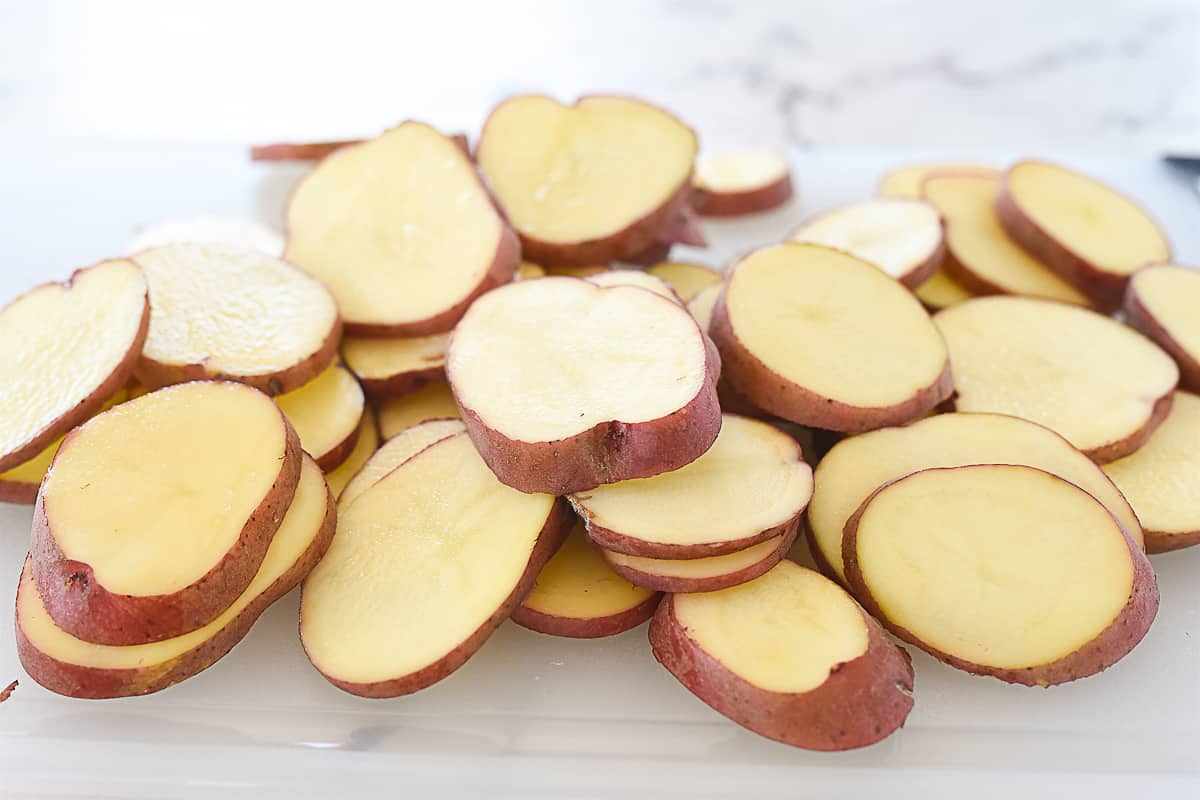 thinly sliced red potatoes