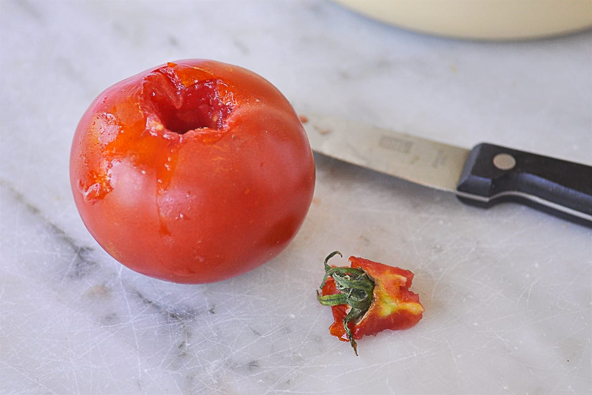 tomato with core cut out