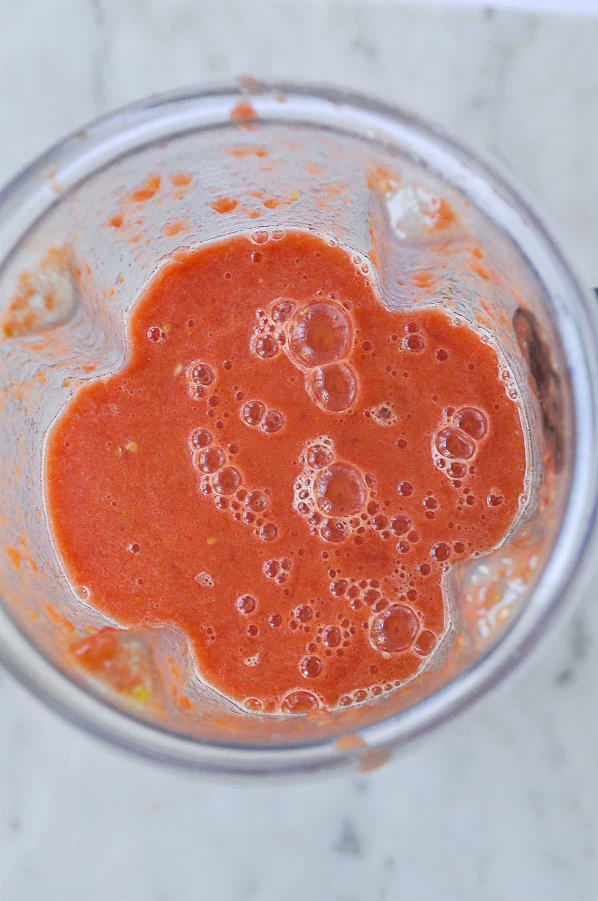 tomato sauce in a blender