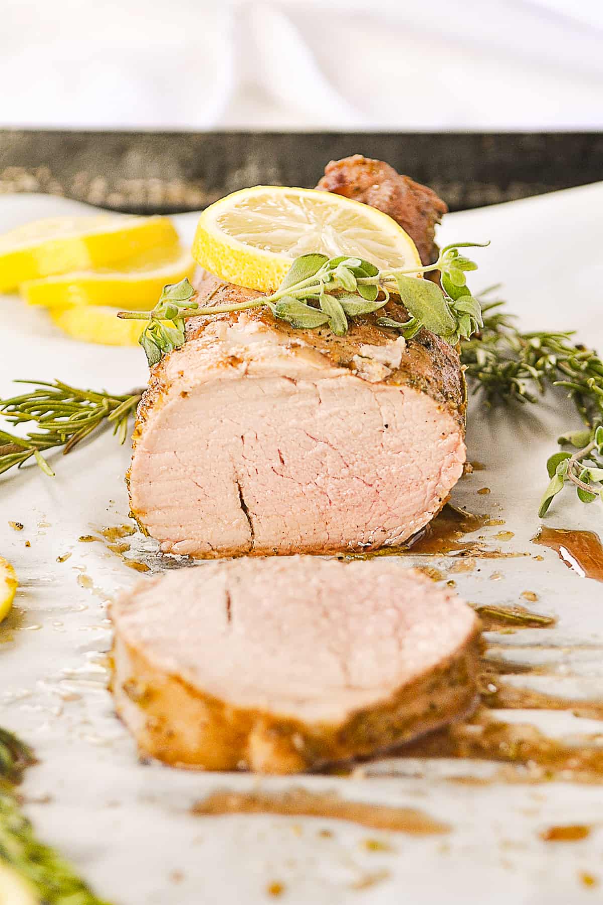 slices of lemon pork tenderloin