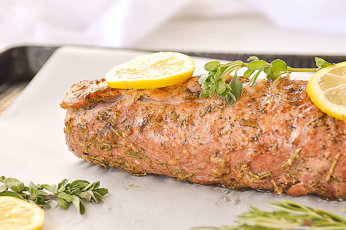 SIDE VIEW OF LEMON  HERB TENDERLOIN