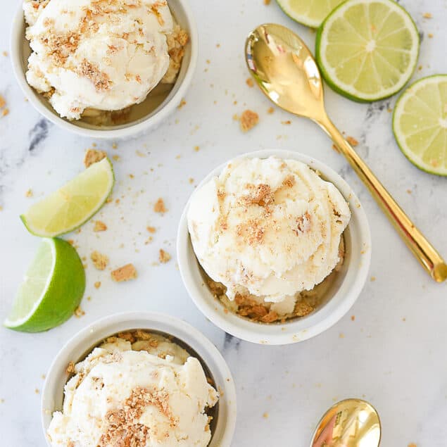 overhead shot of key lime pie ice cream