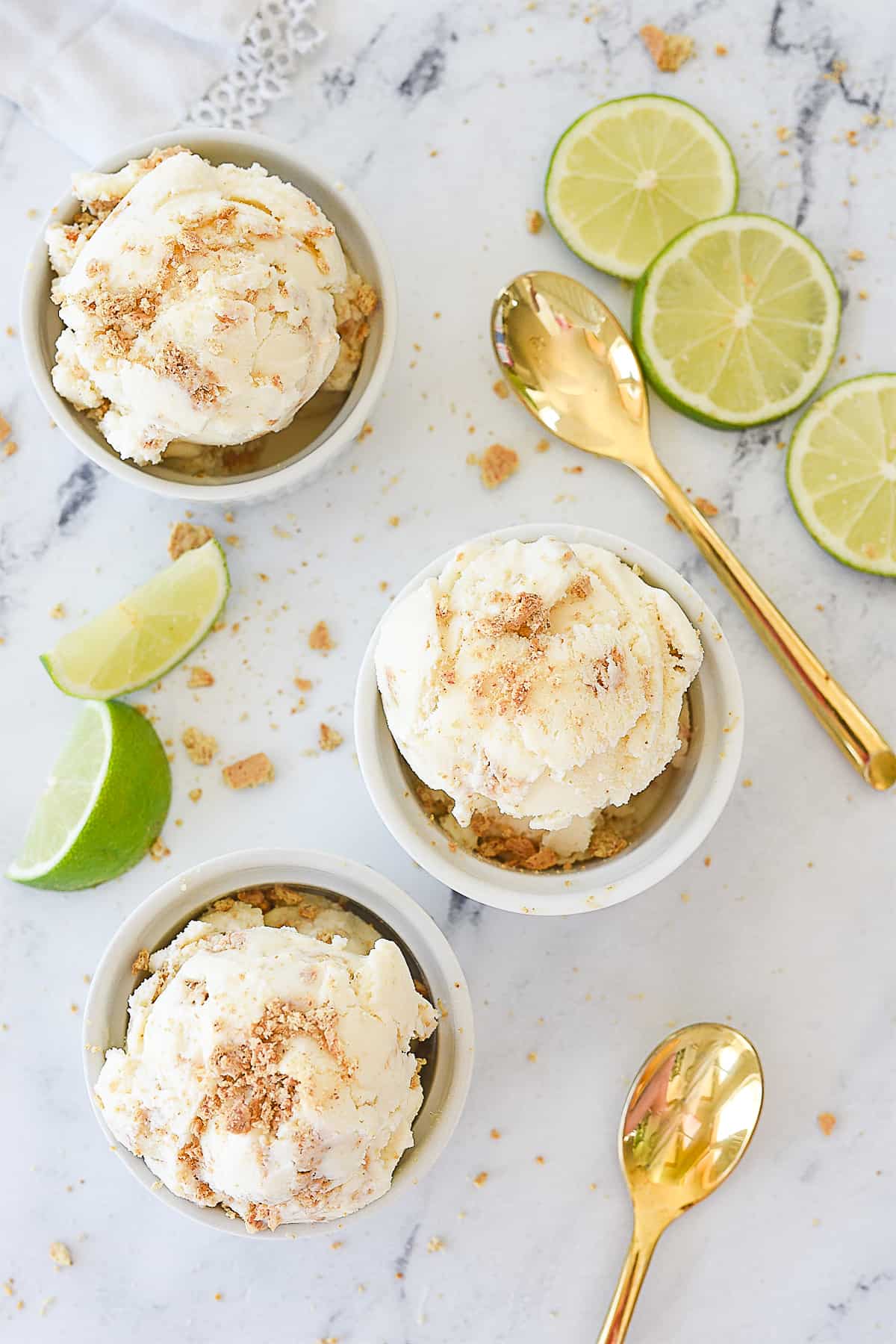 overhead shot of key lime pie ice cream