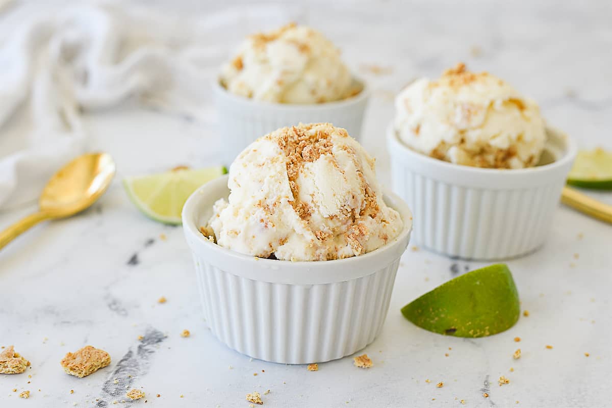 key lime pie ice cream in dishes