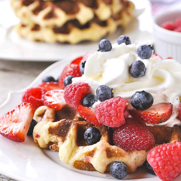 liege waffle with berries on top