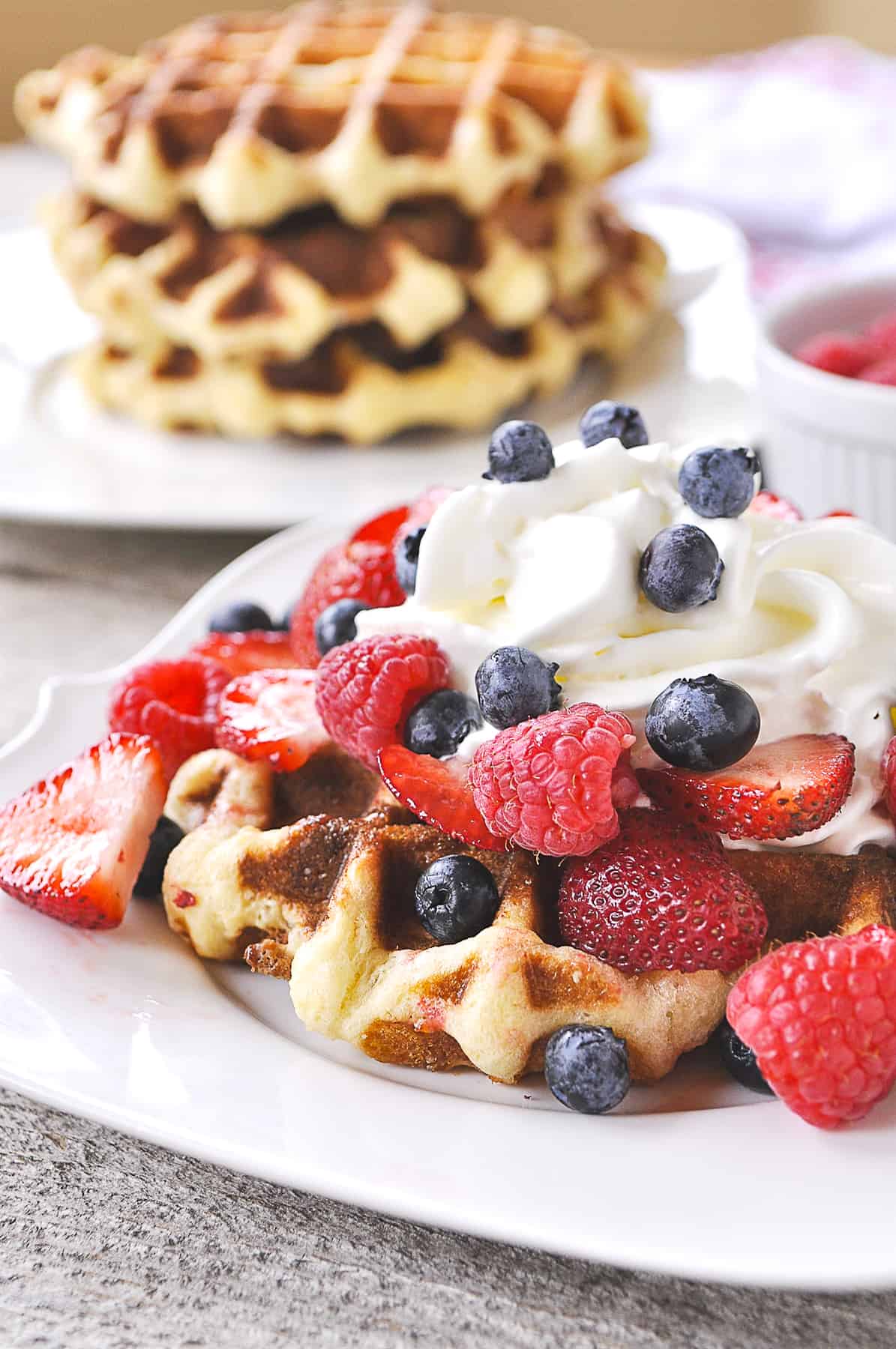 liege waffle with berries on top
