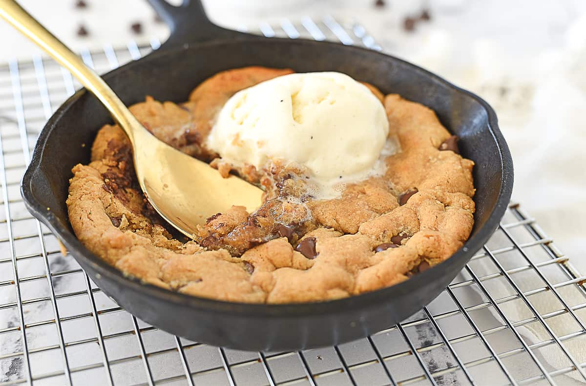 spoon full of peanut butter skillet cookie
