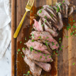 overhead shot of sliced tri tip