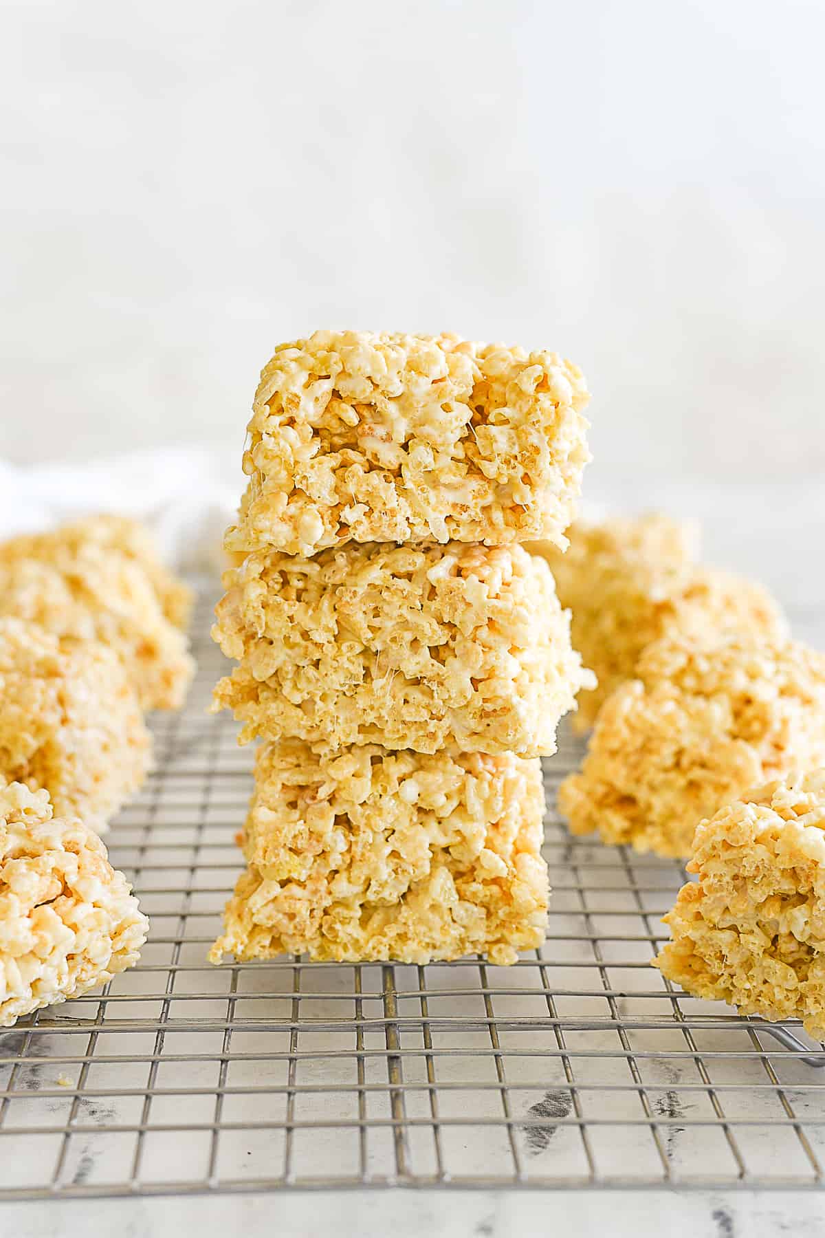 stack of three rice krispie treats