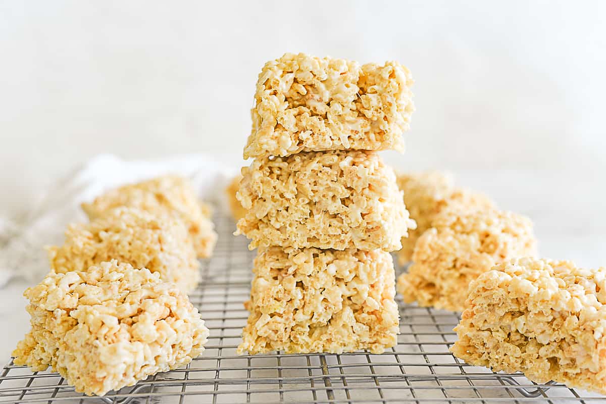 stack of three rice krispie treats