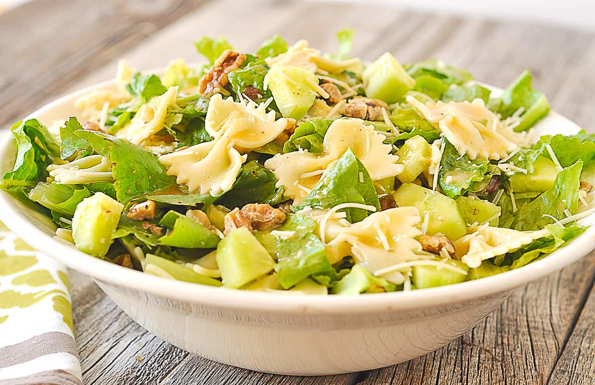 CAESAR pasta salad in a bowl 