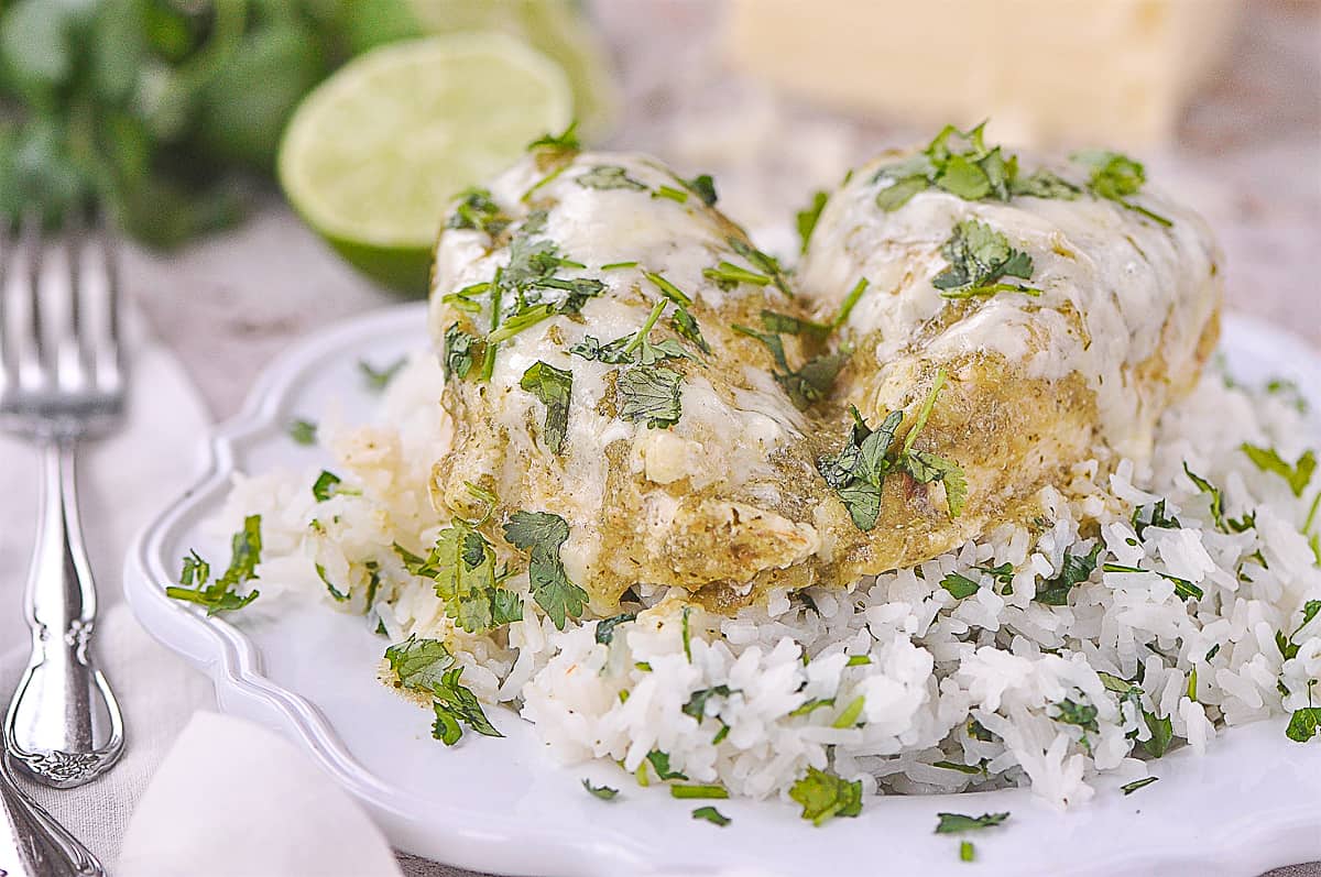 cilantro sprinkled salsa verde chicken breasts