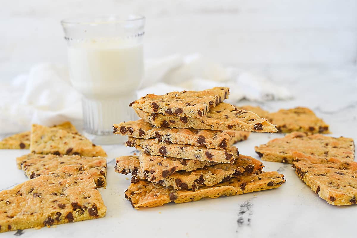 pile of chocolate chip cookie brittle