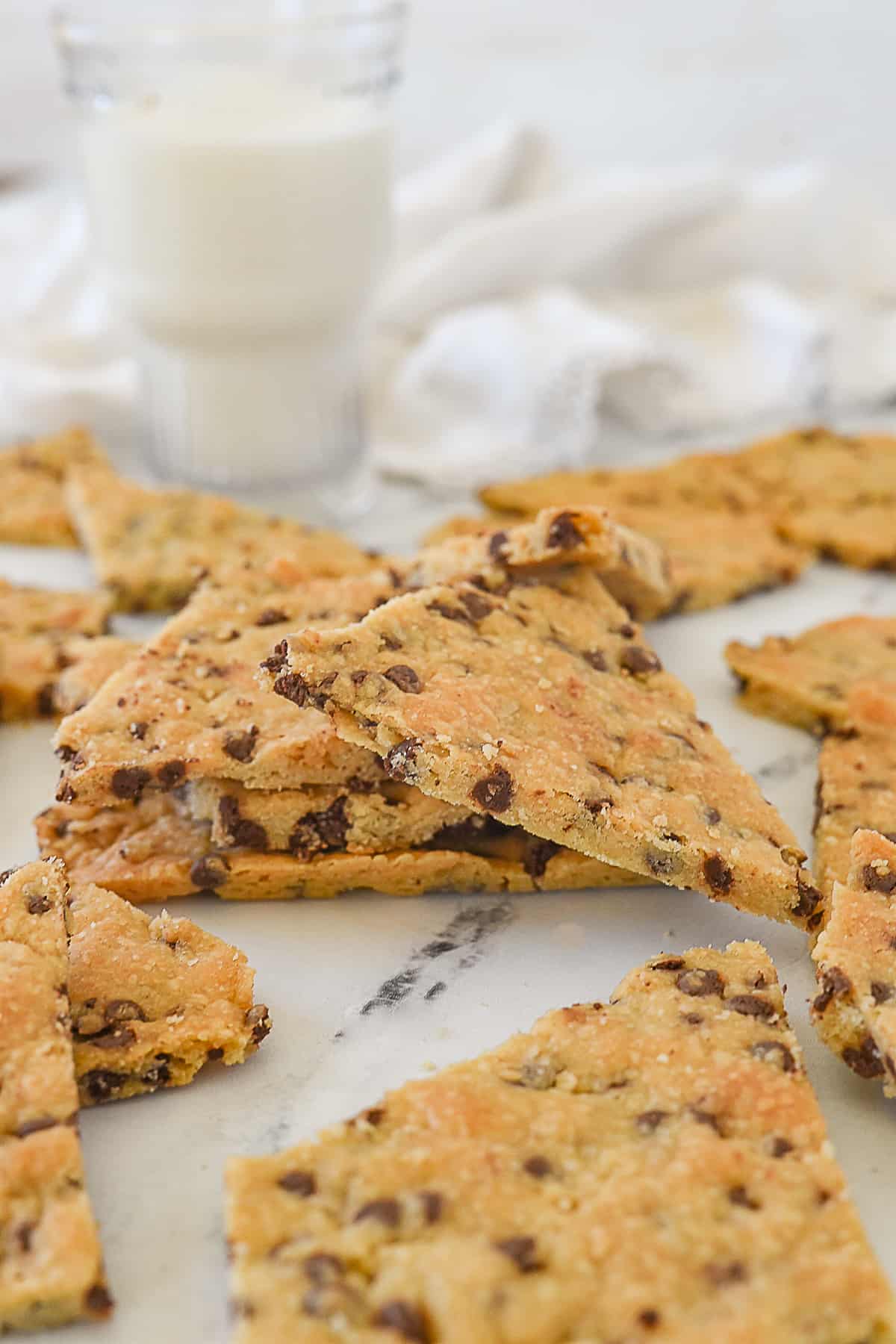 cookie brittle and a glass of milk