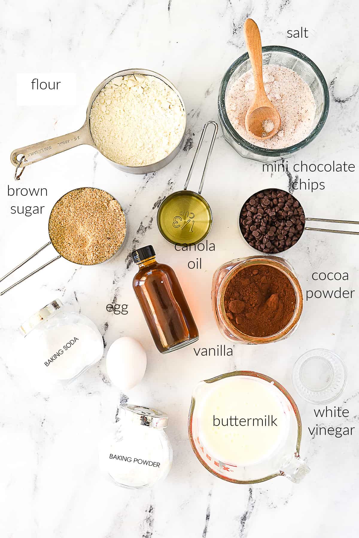 ingredients for chocolate snack cake