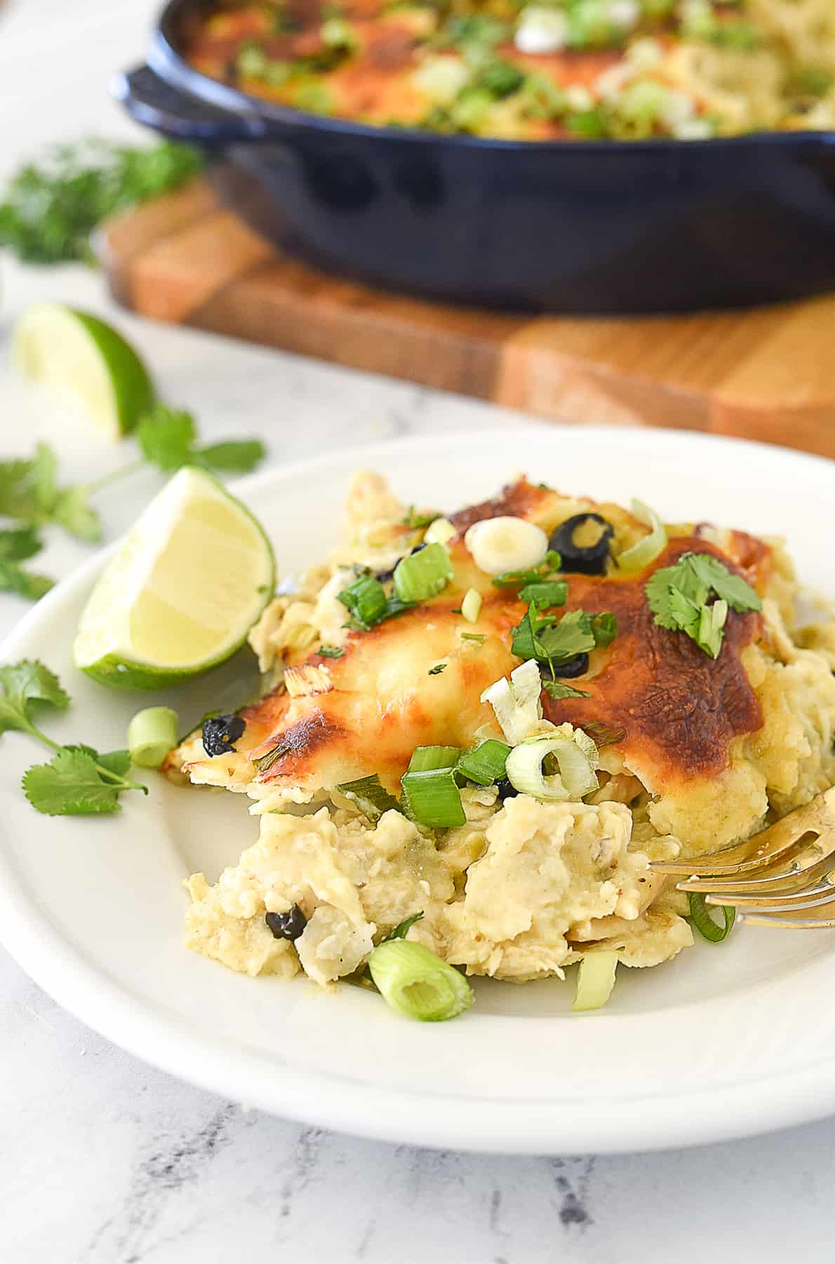 plate of green chili chicken casserole