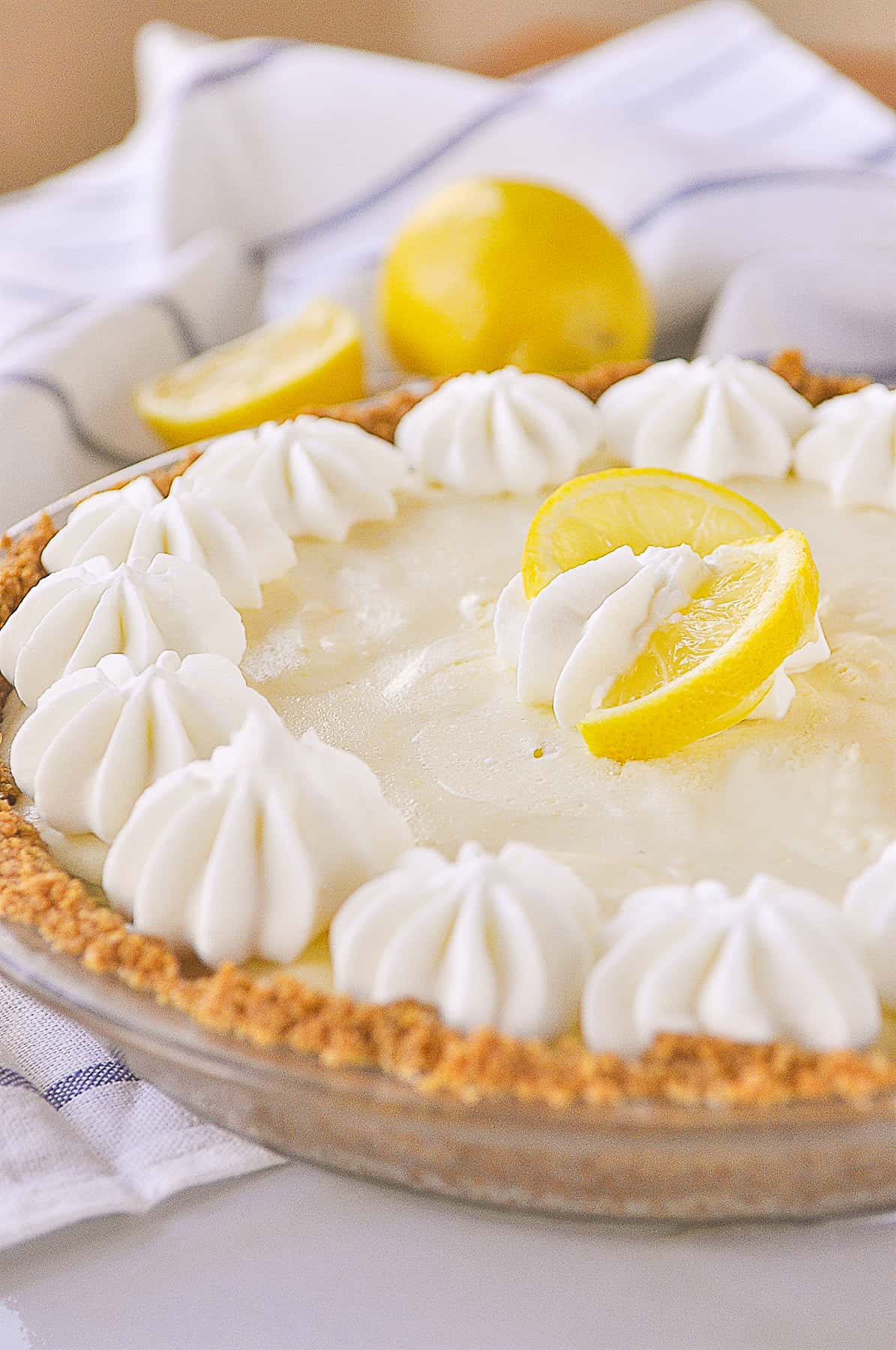 lemon chiffon pie with whipped cream