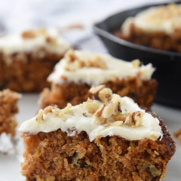 slice of skillet carrot cake