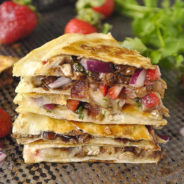 chicken quesadilla on a baking sheet