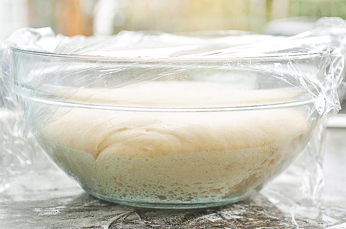 dough doubled in size in a bowl
