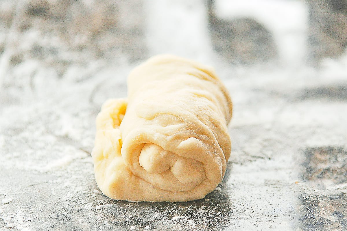 fluffy roll dough rolled up