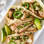 plate of grilled chicken tacos
