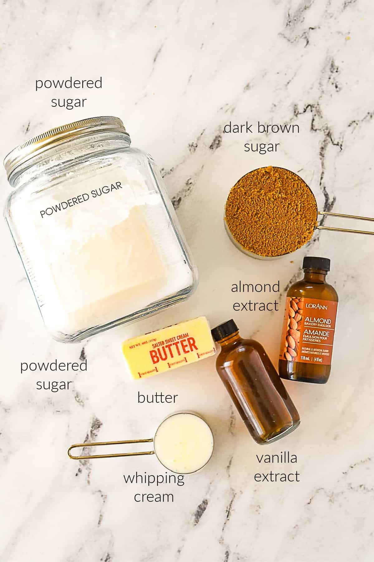 ingredients for caramel frosting