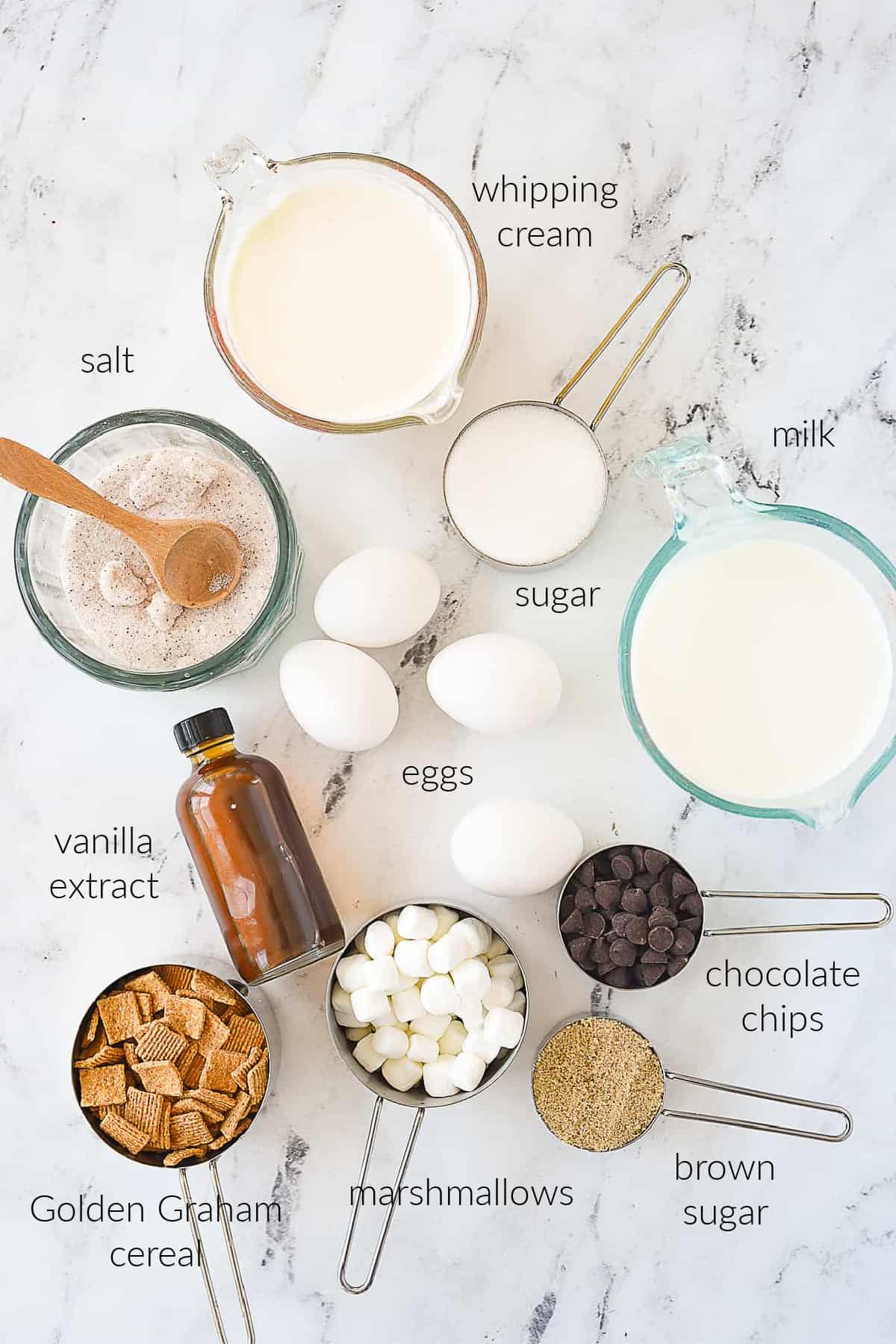 ingredients for s'mores ice cream
