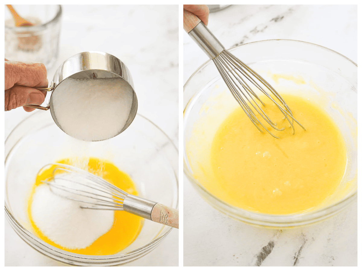 mixing sugar and eggs together