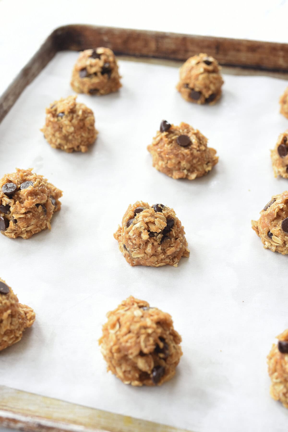 monster cookie dough on baking sheet