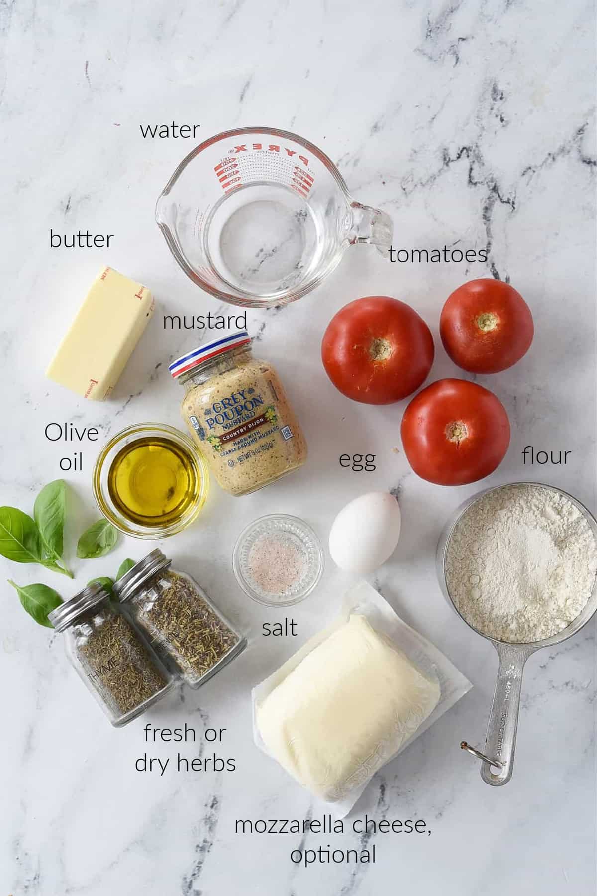 ingredients for tomato galette
