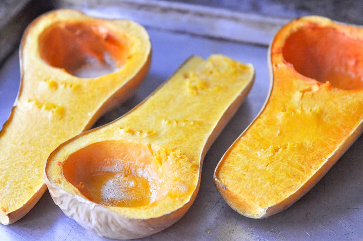 butternut squash cut in half