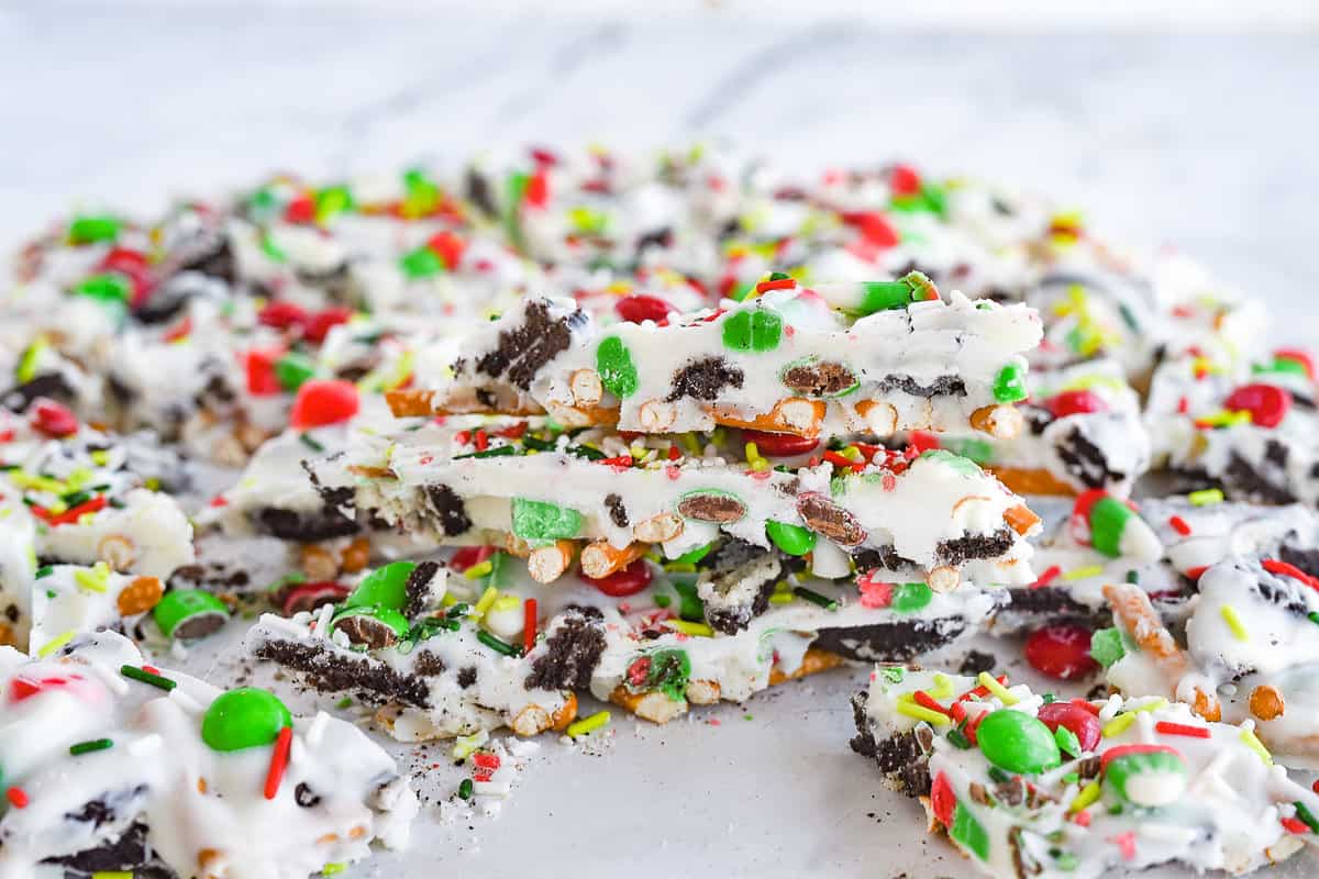 stack of christmas cookie bark