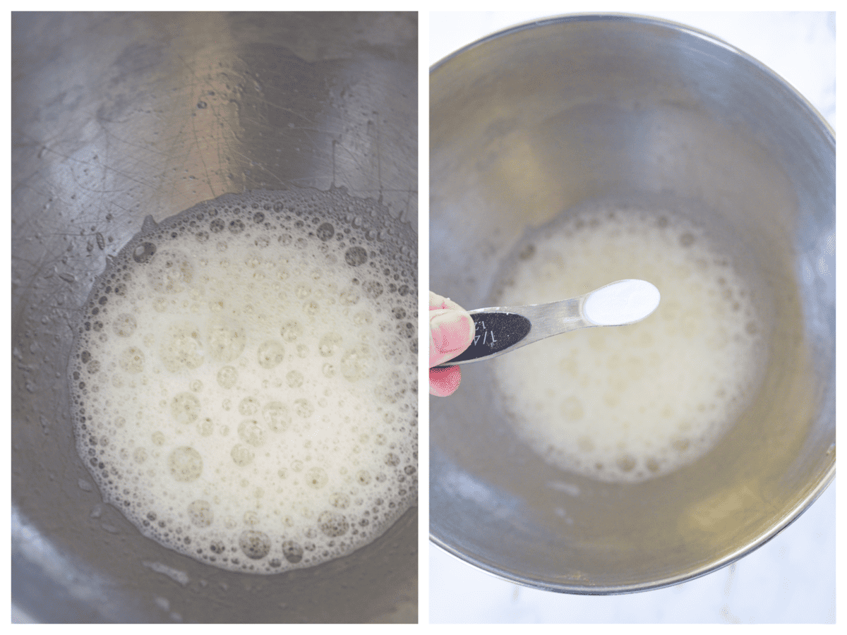 whipping egg whites until foamy