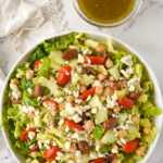 overhead shot of greek salad