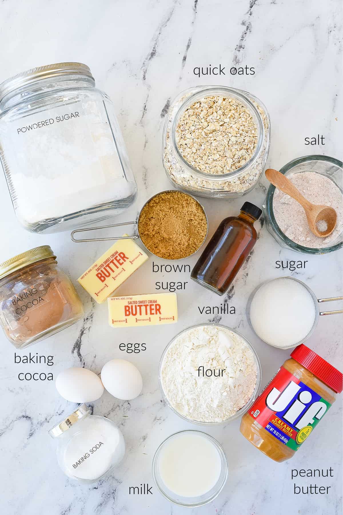 ingredients for peanut butter bars