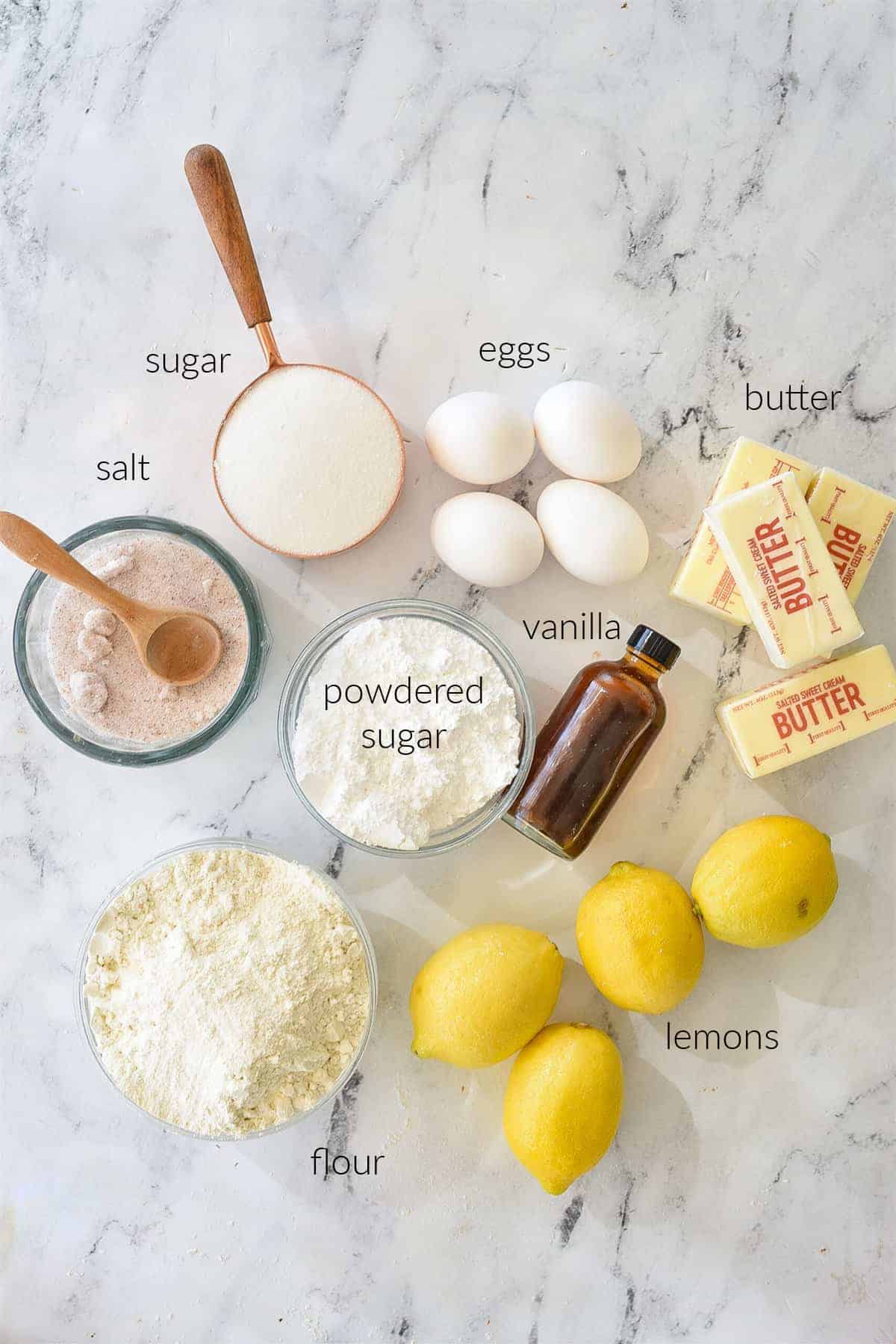 ingredients for lemon tart