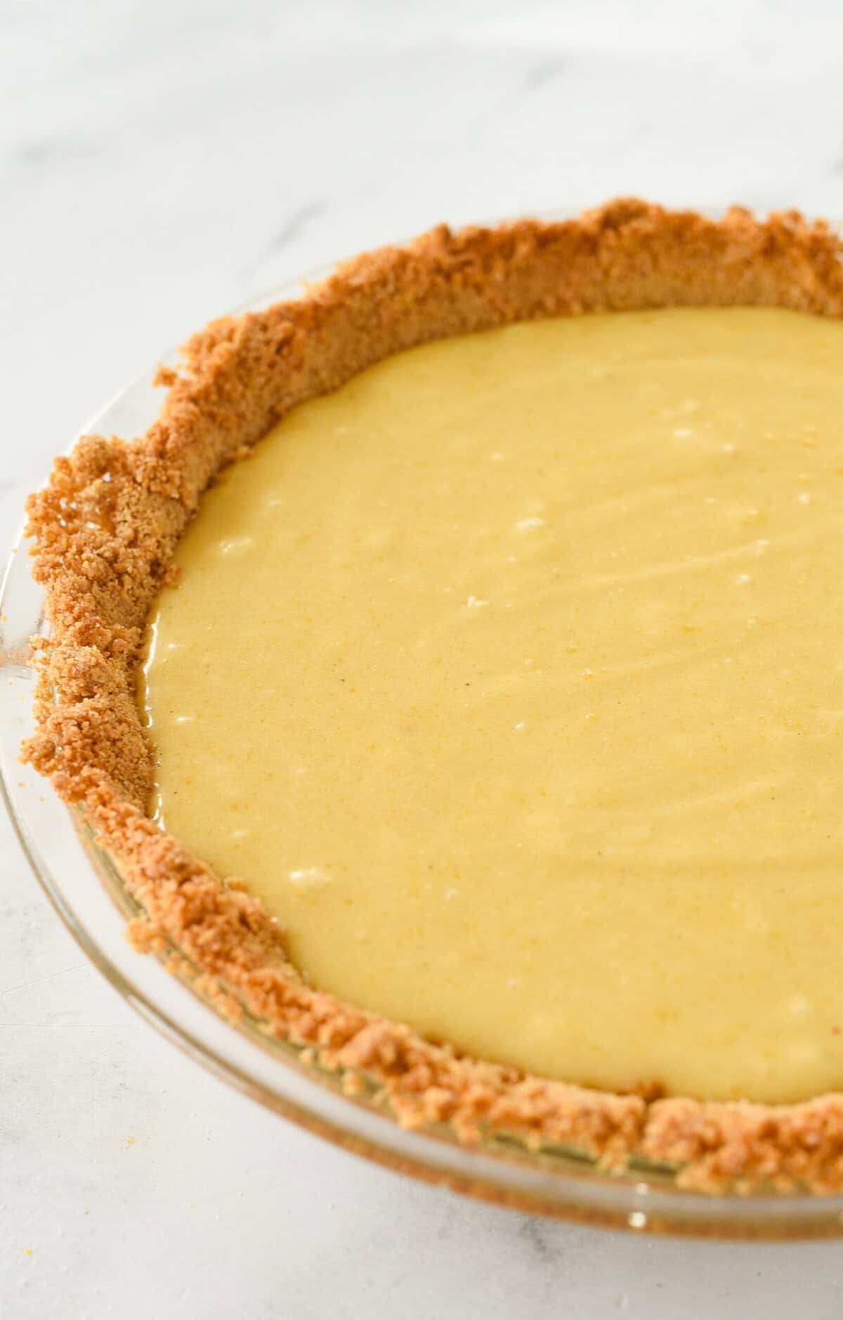 chess pie with filling in pie rust.