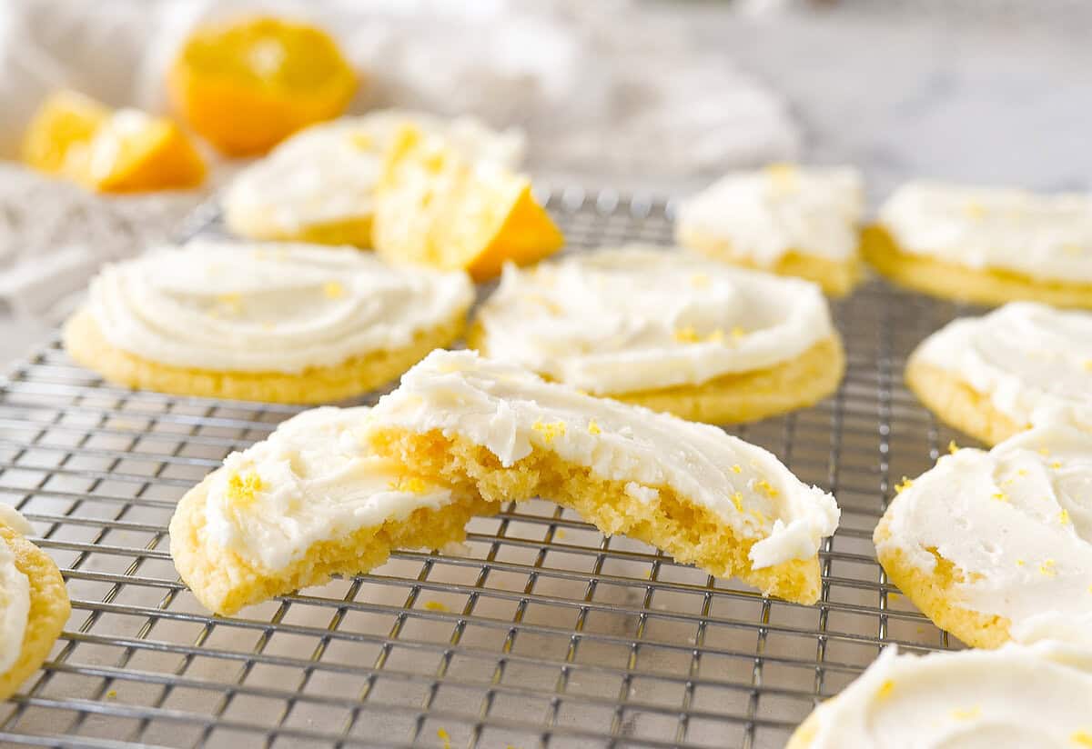 lemon sugar cookie broken in half
