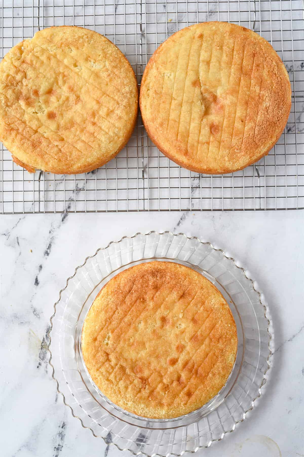 cakes cooling on a rack