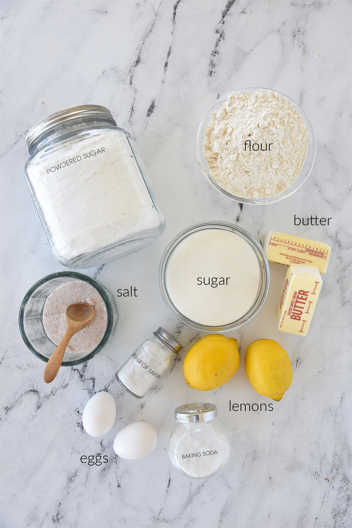 ingredients for lemon sugar cookies

