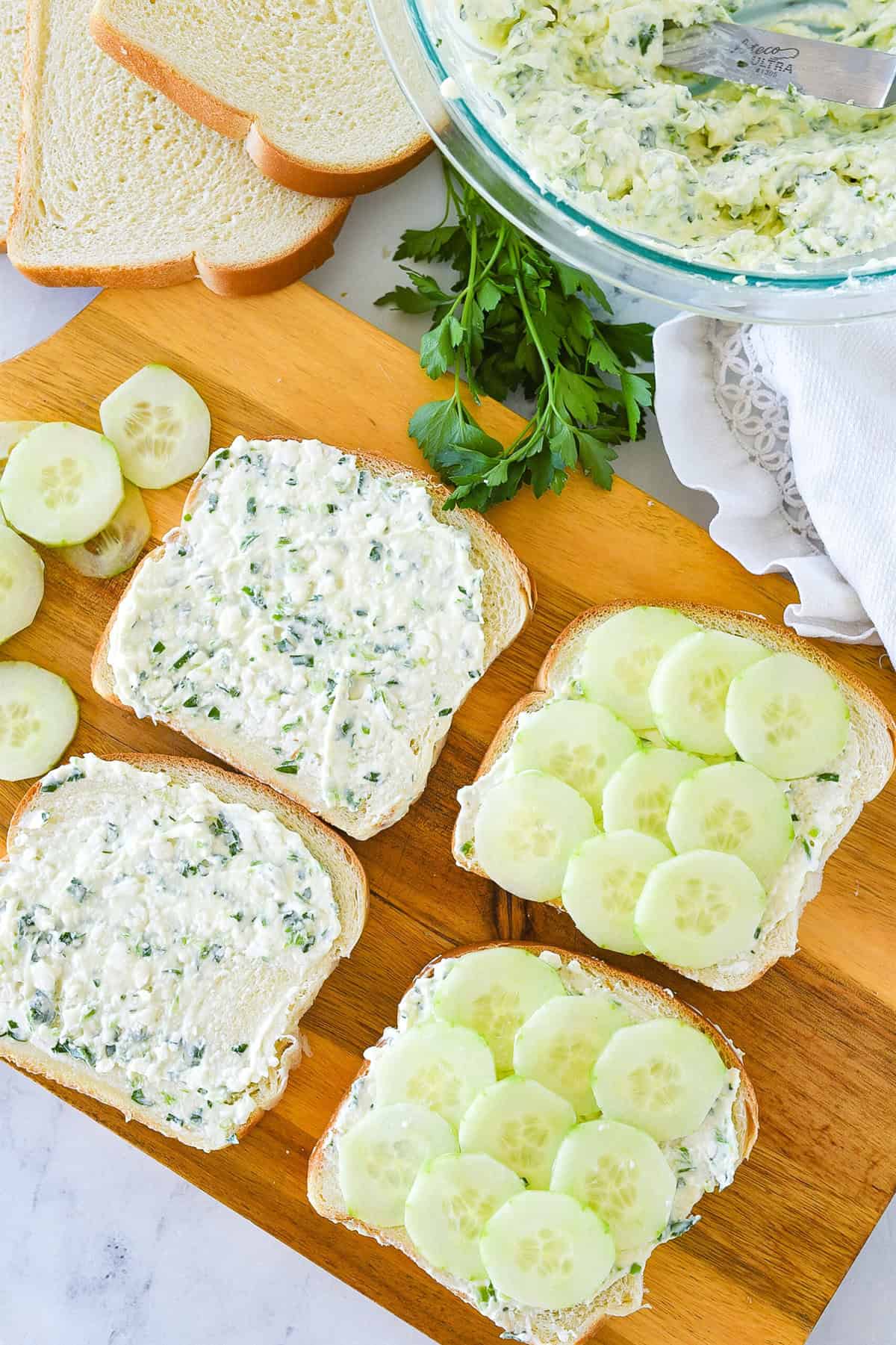 cream cheese mixture on bread