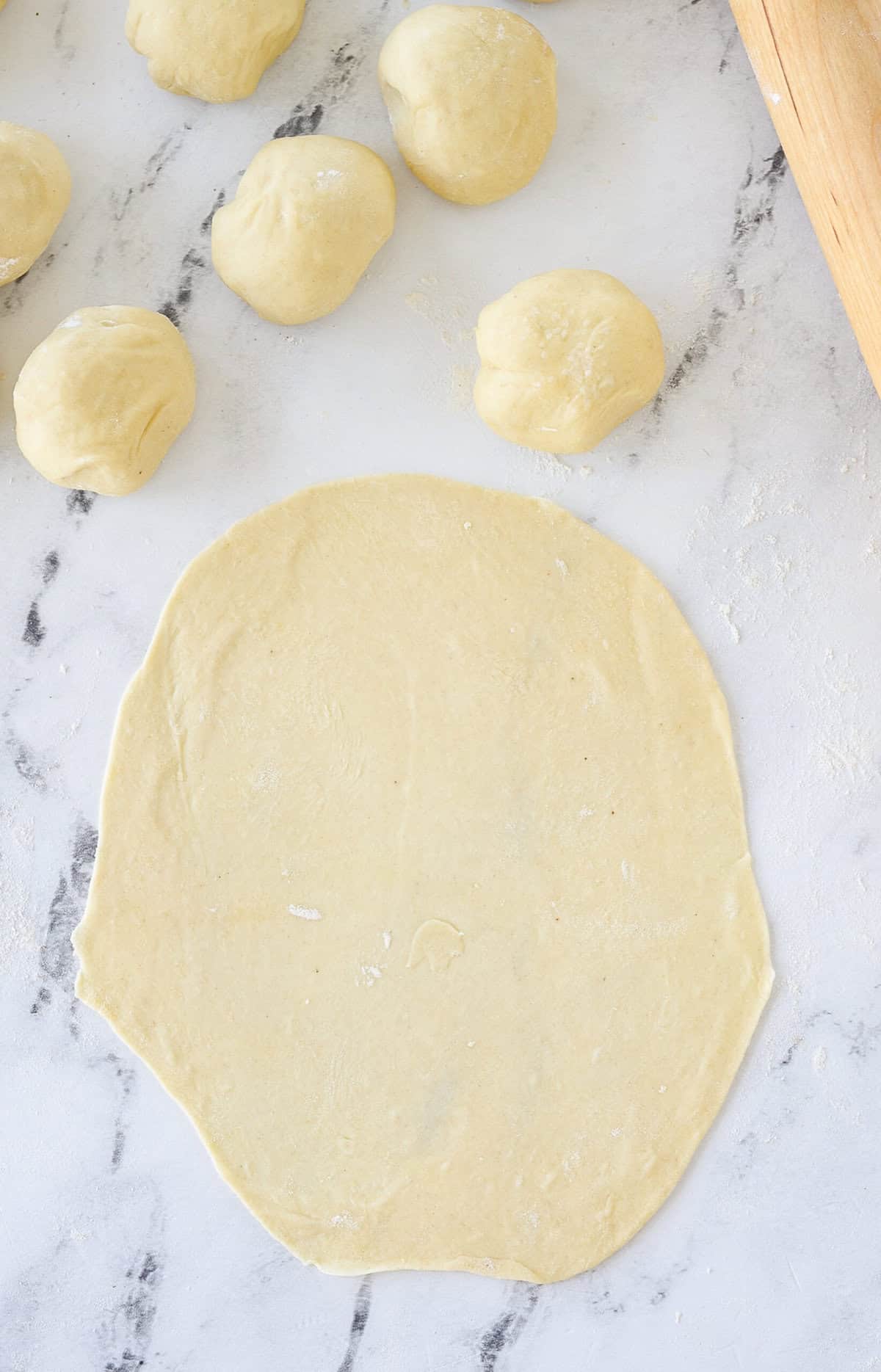 rolled out flour tortillas
