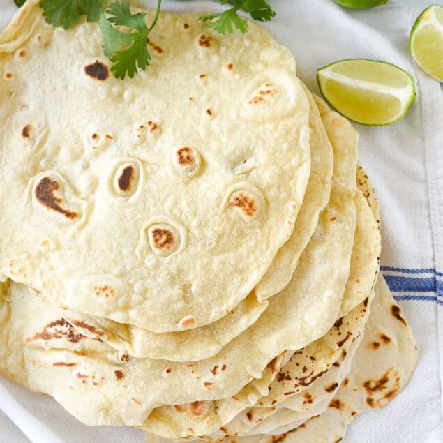 flour tortillas on a towel
