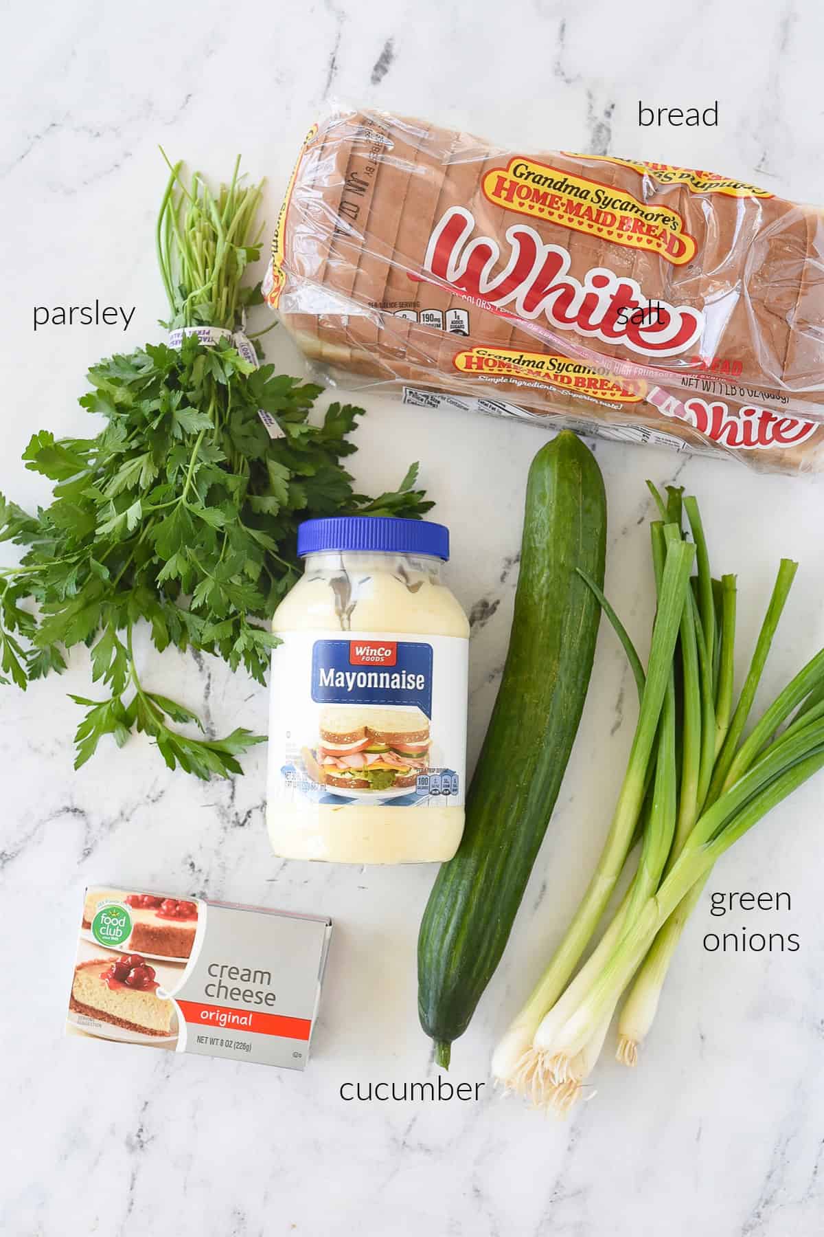 ingredients for cucumber sandwiches
