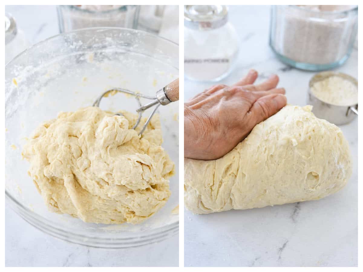 kneading tortilla dough