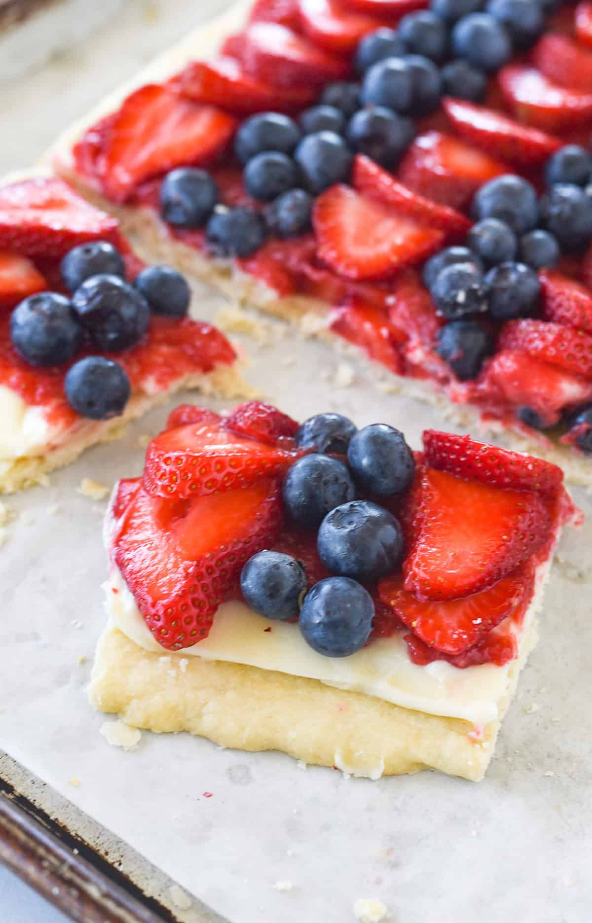 slices of 4th of july fruit pizza