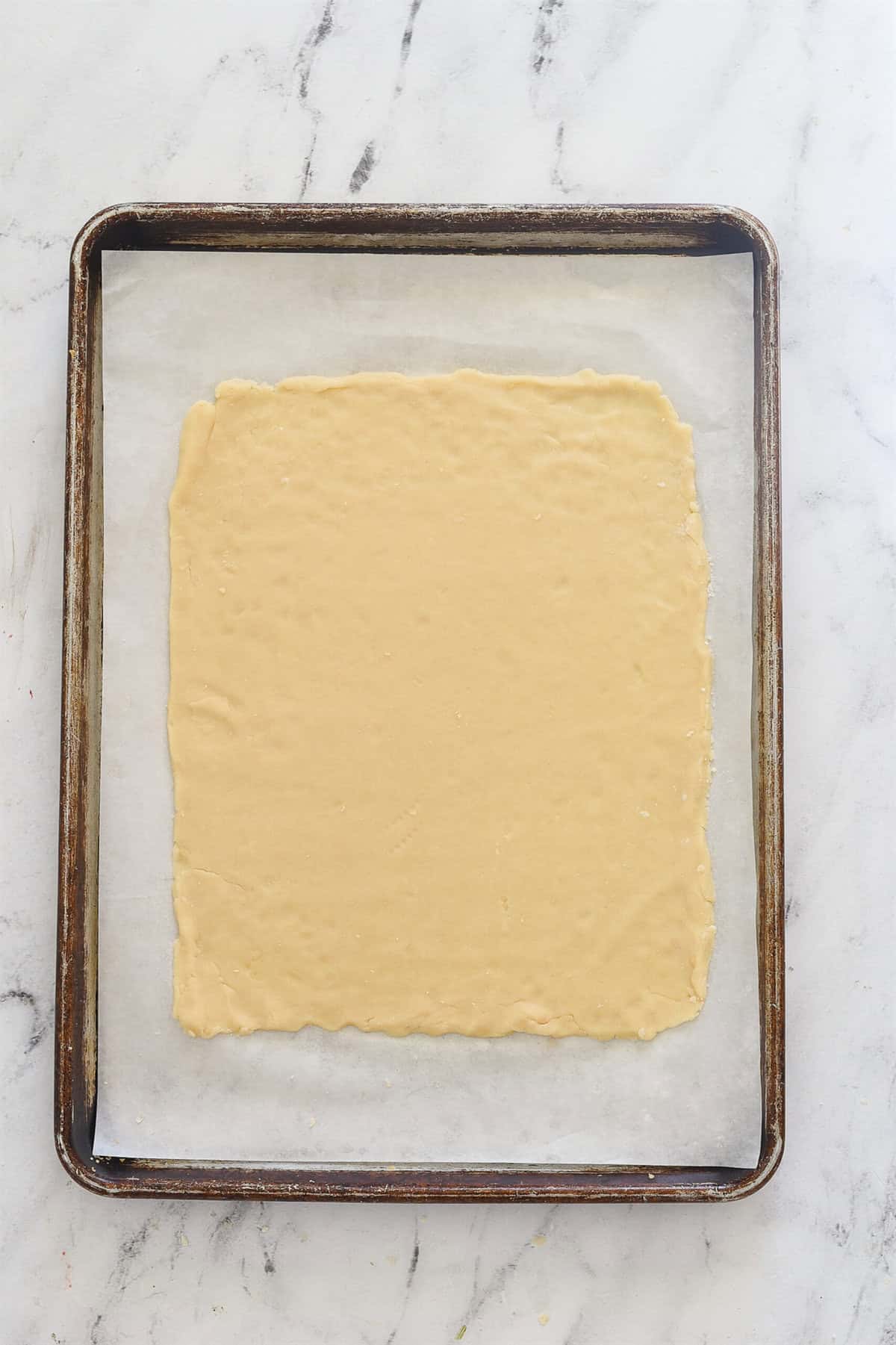 rolled out fruit pizza dough
