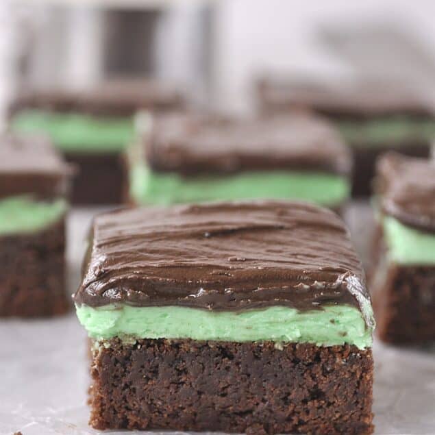 a mint brownie cut into a square