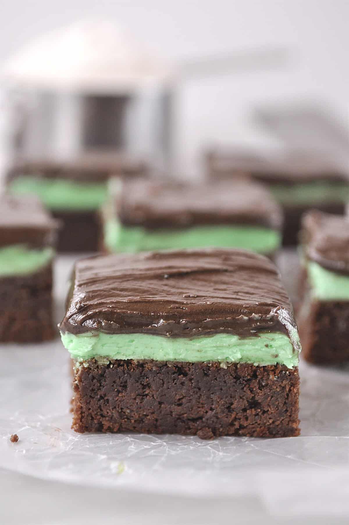 BYU Brownies a mint brownie cut into a square